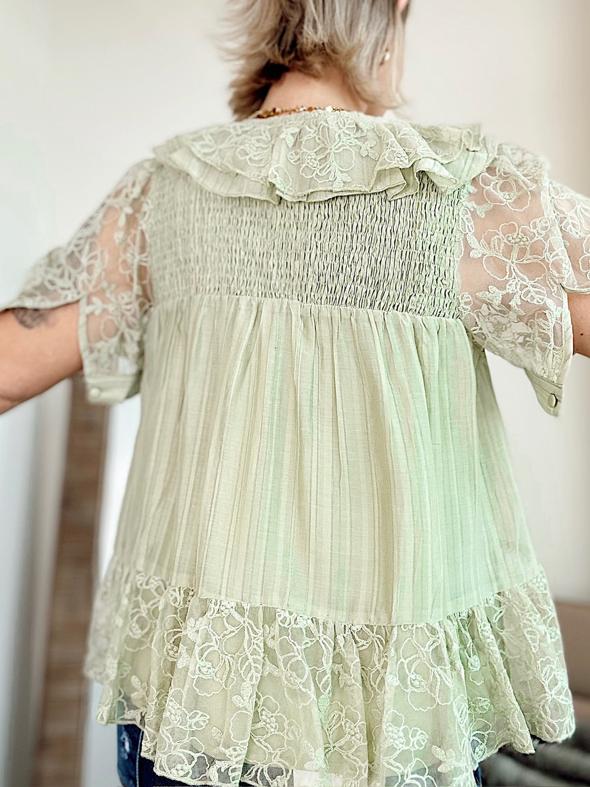 Mercy Peplum Blouse Pistachio