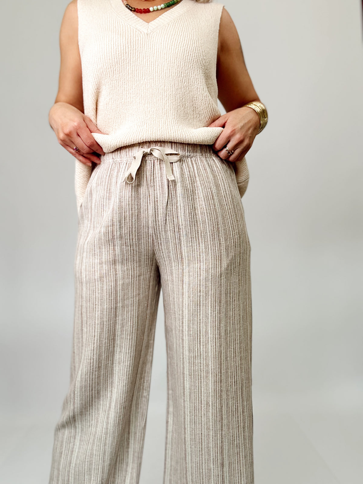 Lacey Striped Linen Wide Leg Pants