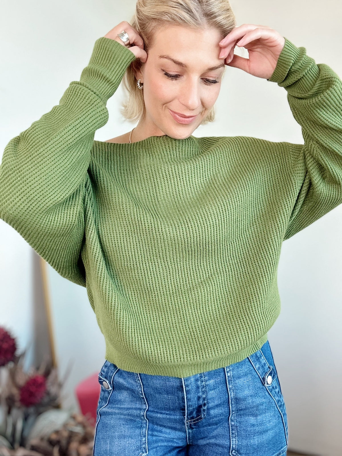 Marie Off Shoulder Top Olive