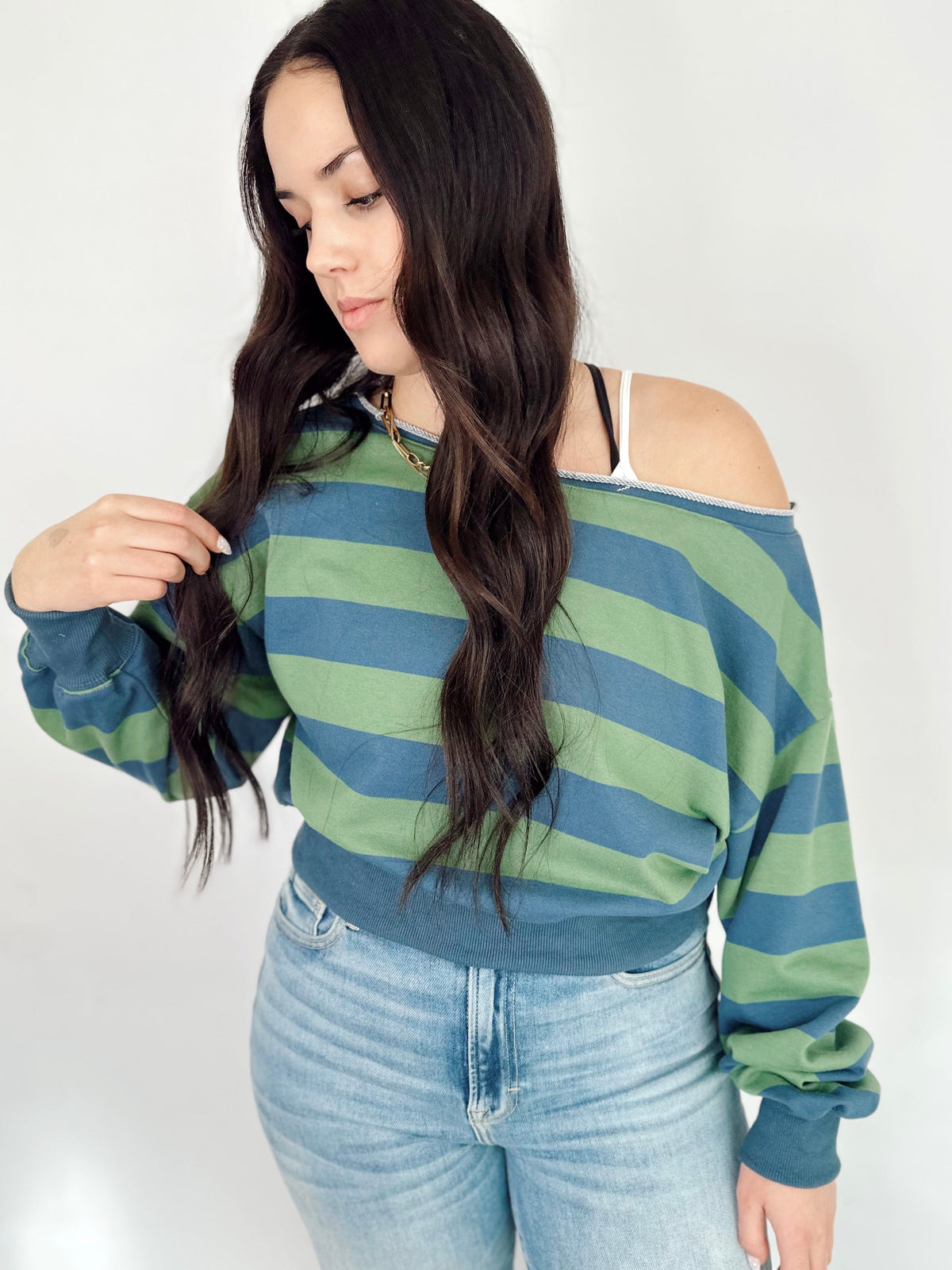 Jana Off The Shoulder Rugby Sweatshirt