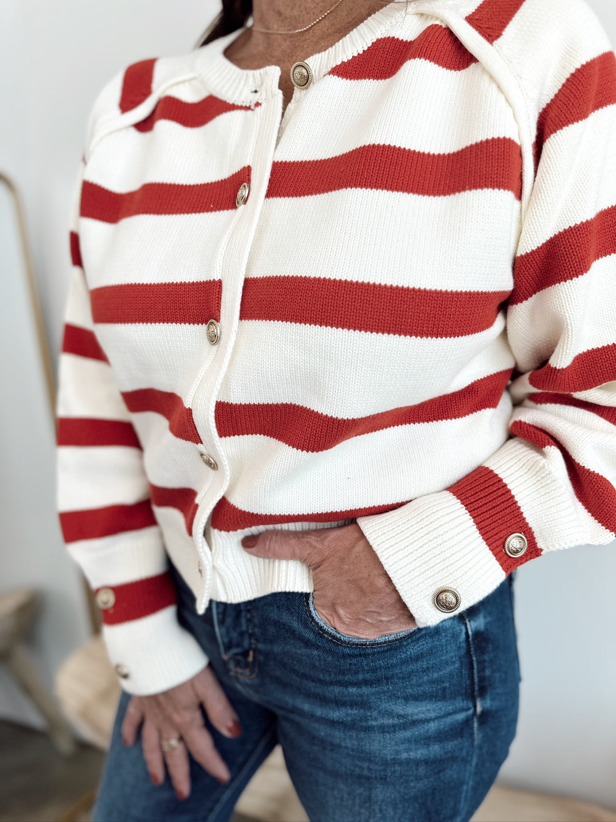 Jo Striped Sweater Cardigan