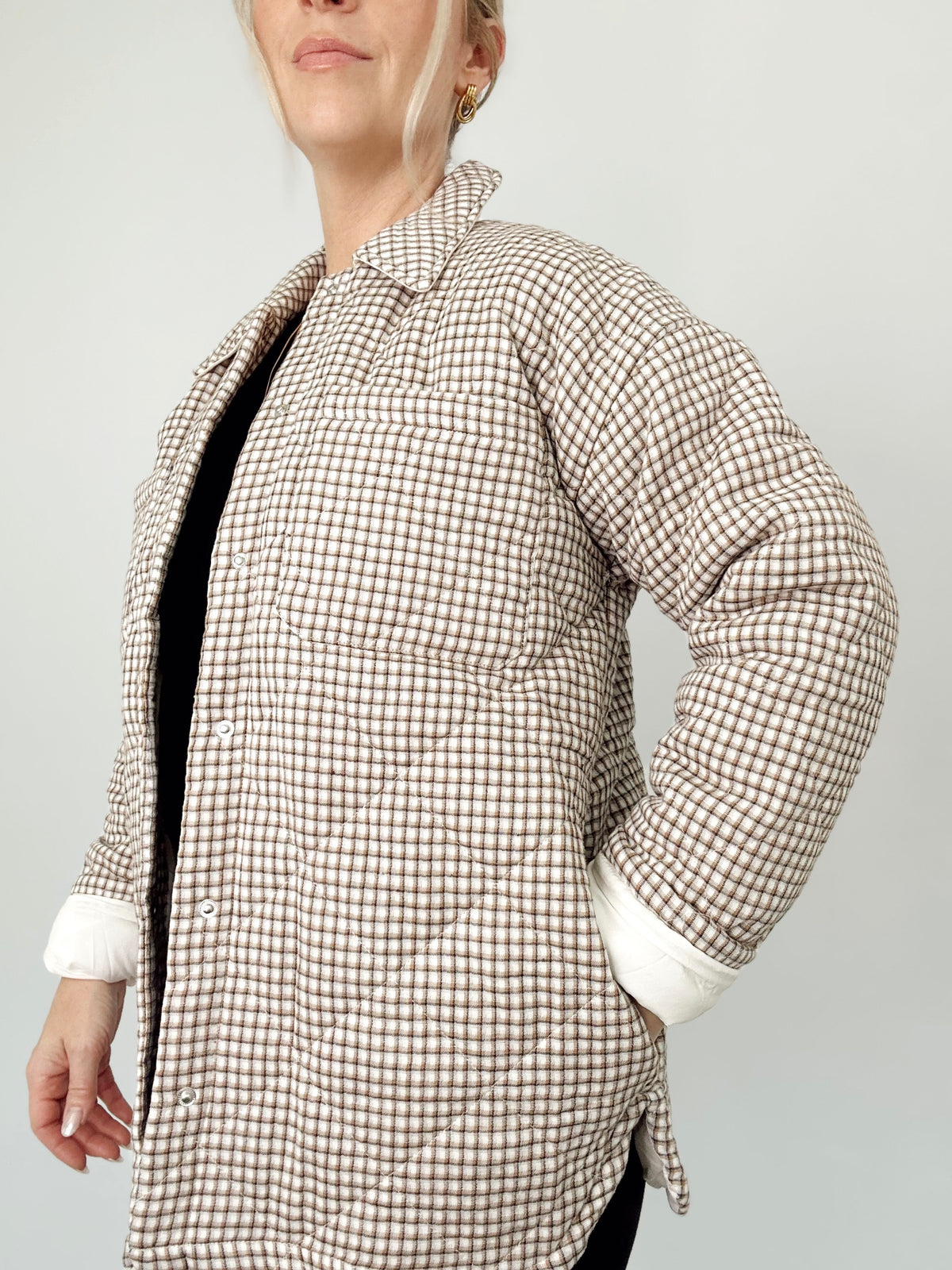 Mary Oversized Checker Print Puffer Jacket