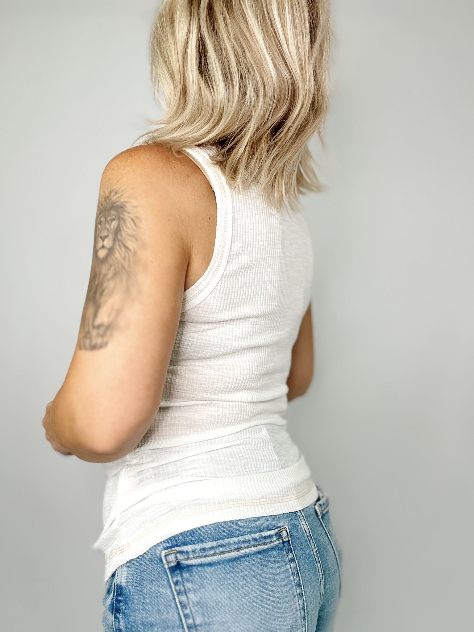 Cora Ribbed Tank Top White