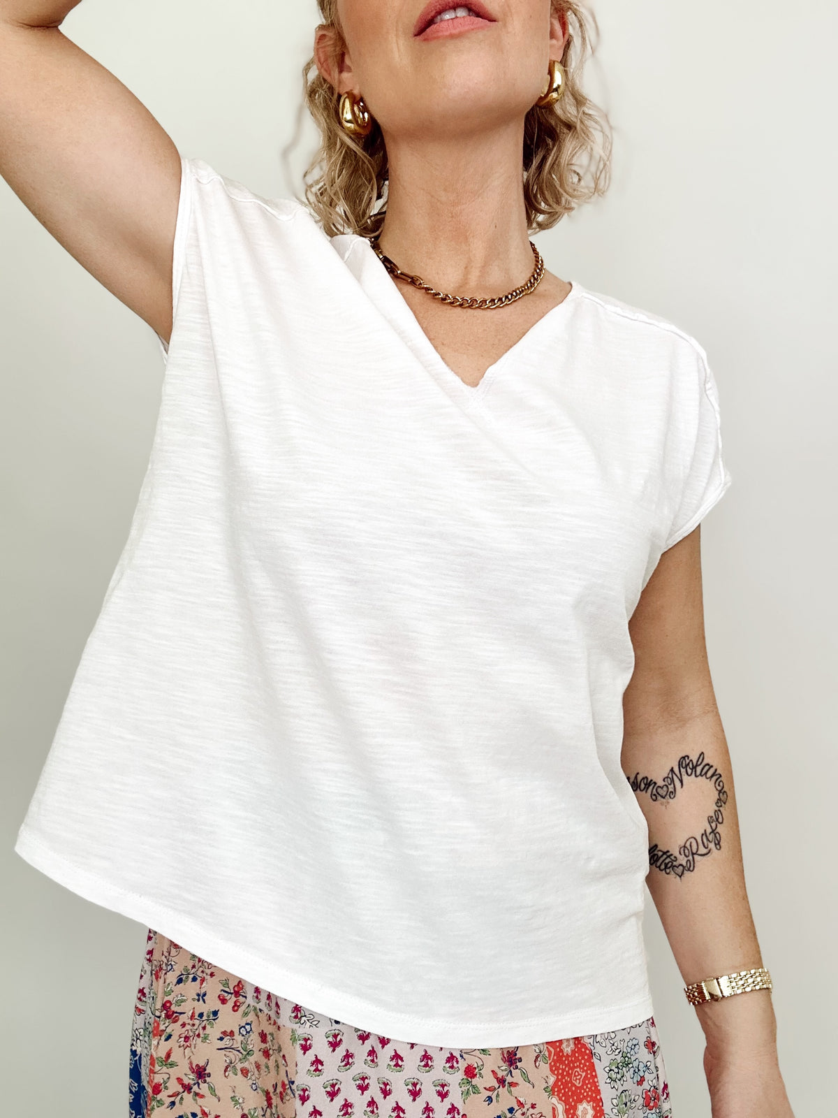 Terri Oversize Slub Tee Off White