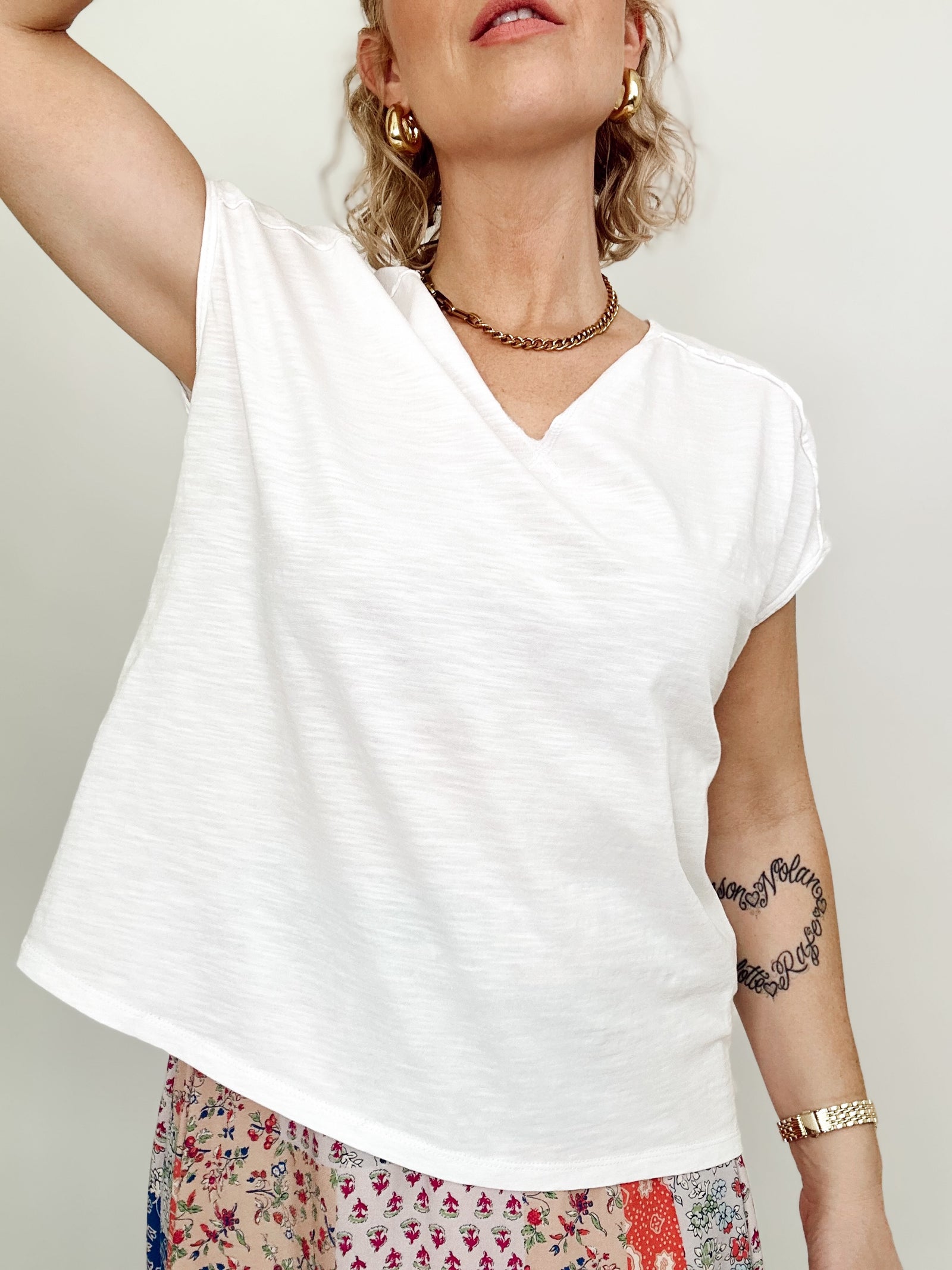 Terri Oversize Slub Tee Off White