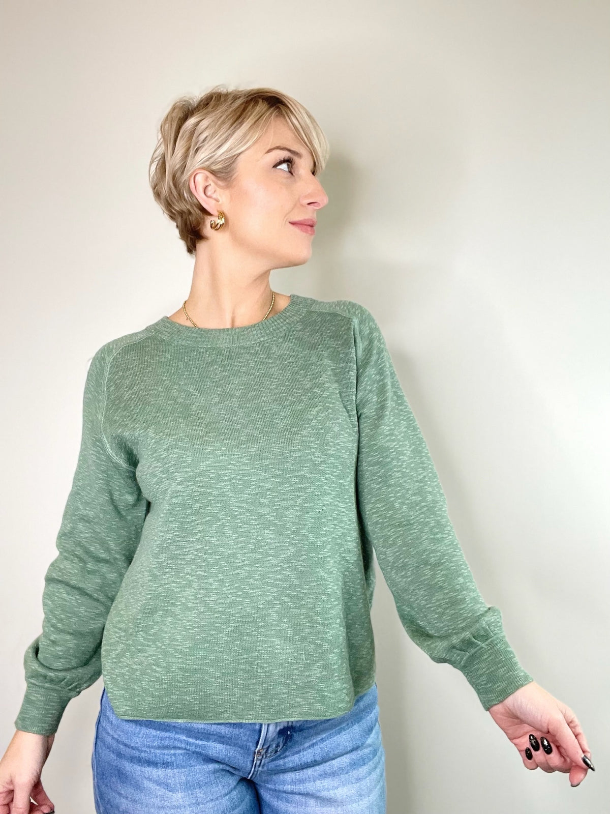 Melody Raglan Long Sleeve Slub Sweater