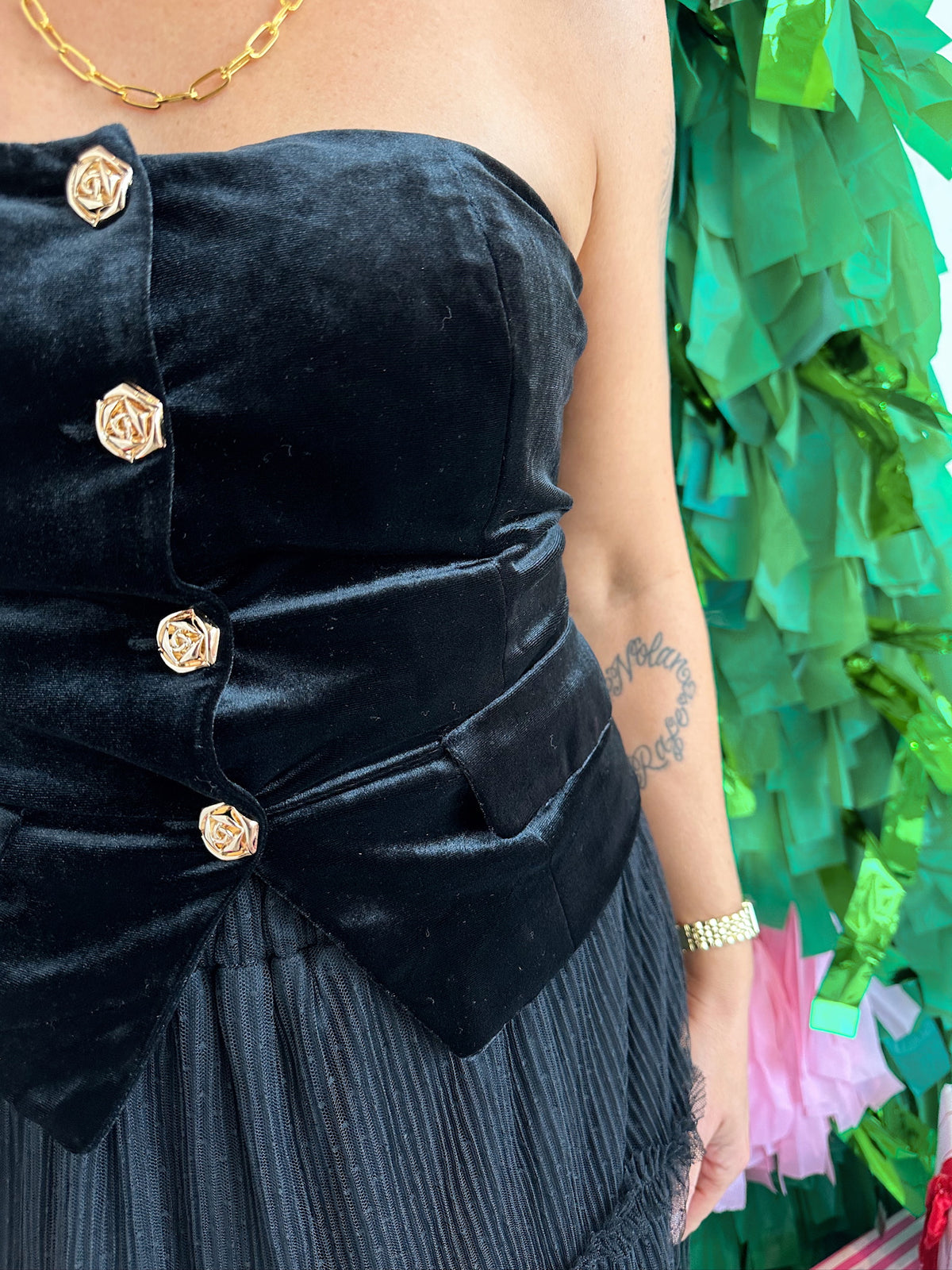 Noel Velvet Tube Top Black