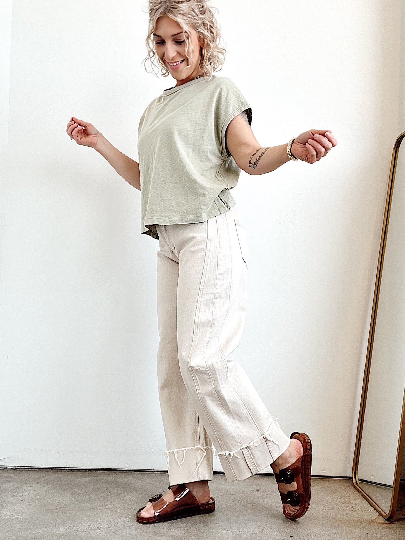 Brenda Boxy Cut Cap Sleeve Tee