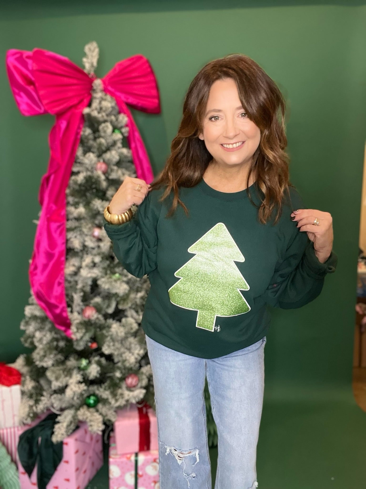 Glitter Tree Sweatshirt Green