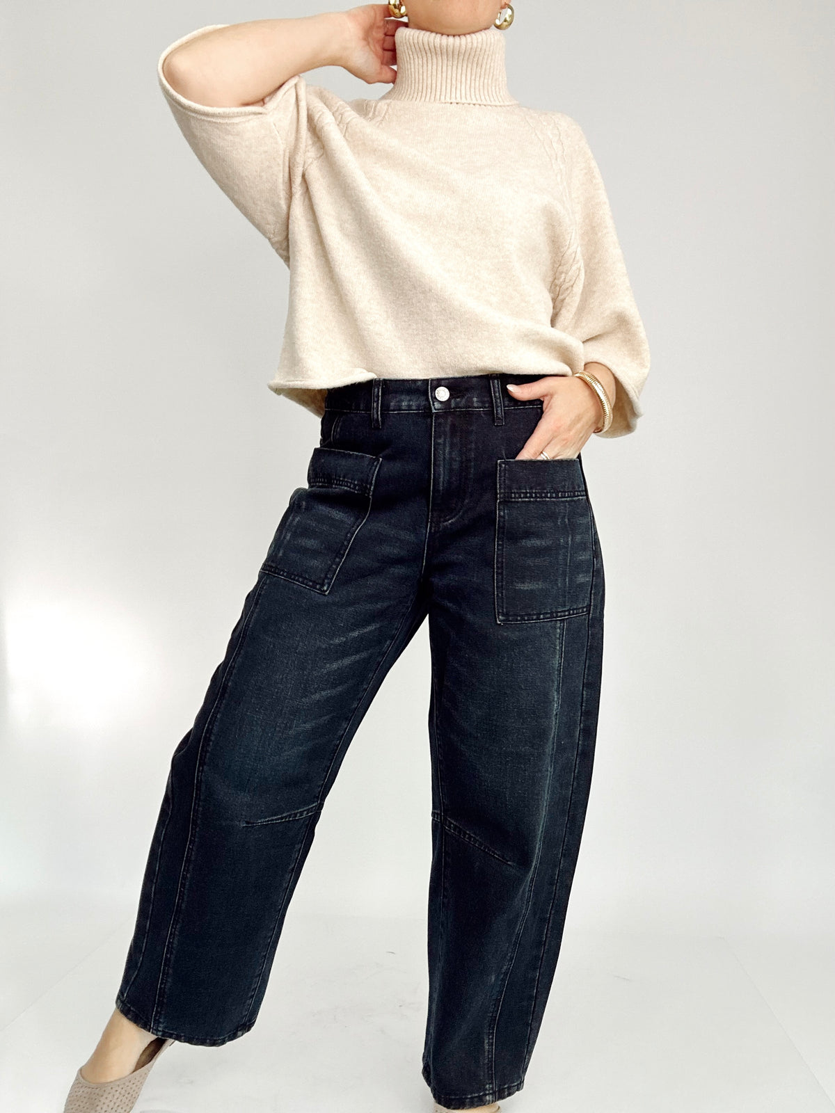 Missy Barrel Jeans Dark Washed
