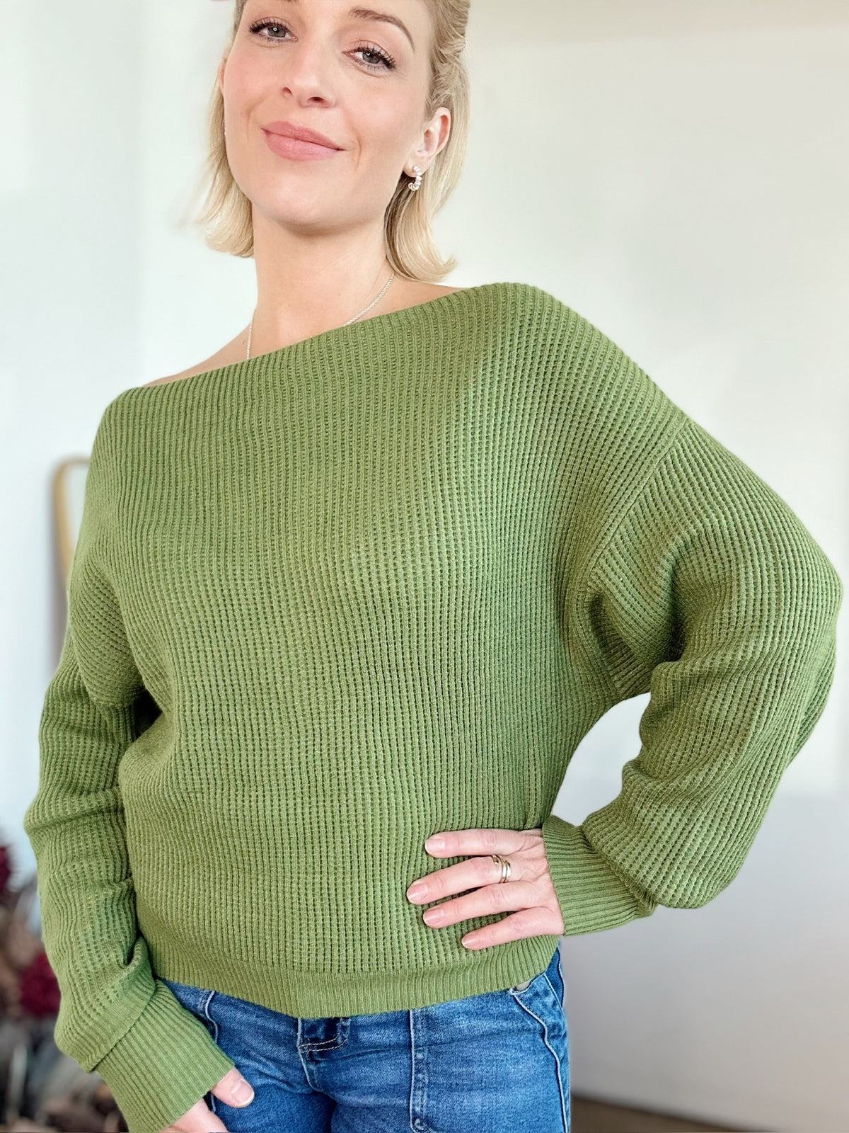 Marie Off Shoulder Top Olive