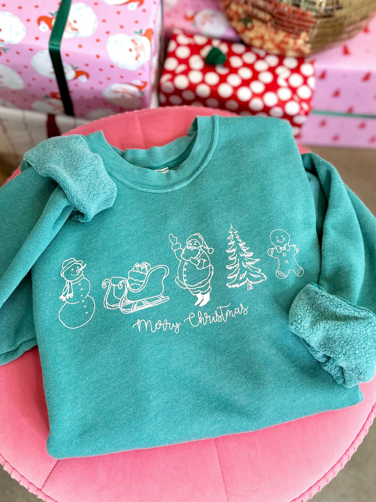 Merry Christmas Vintage Sweatshirt Dusty Green