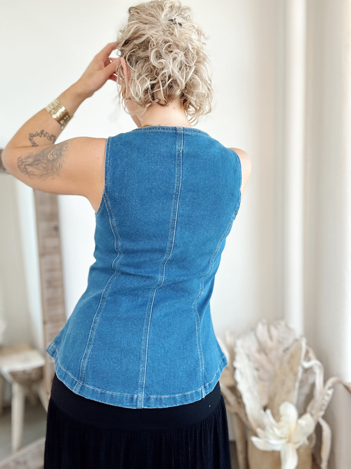 Dede Button Down Denim Vest