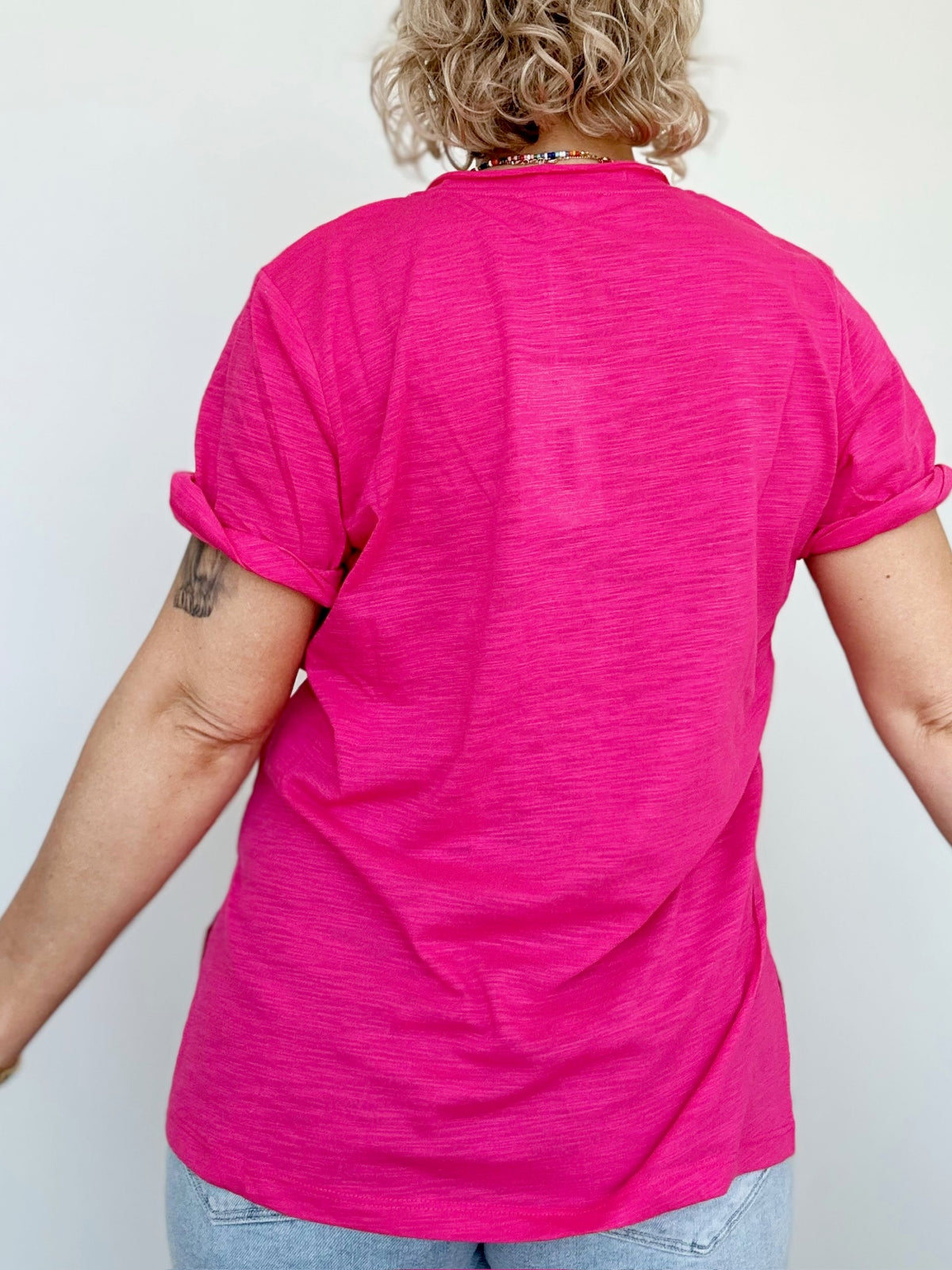 Sydney V-neck Short Sleeve Top Pink