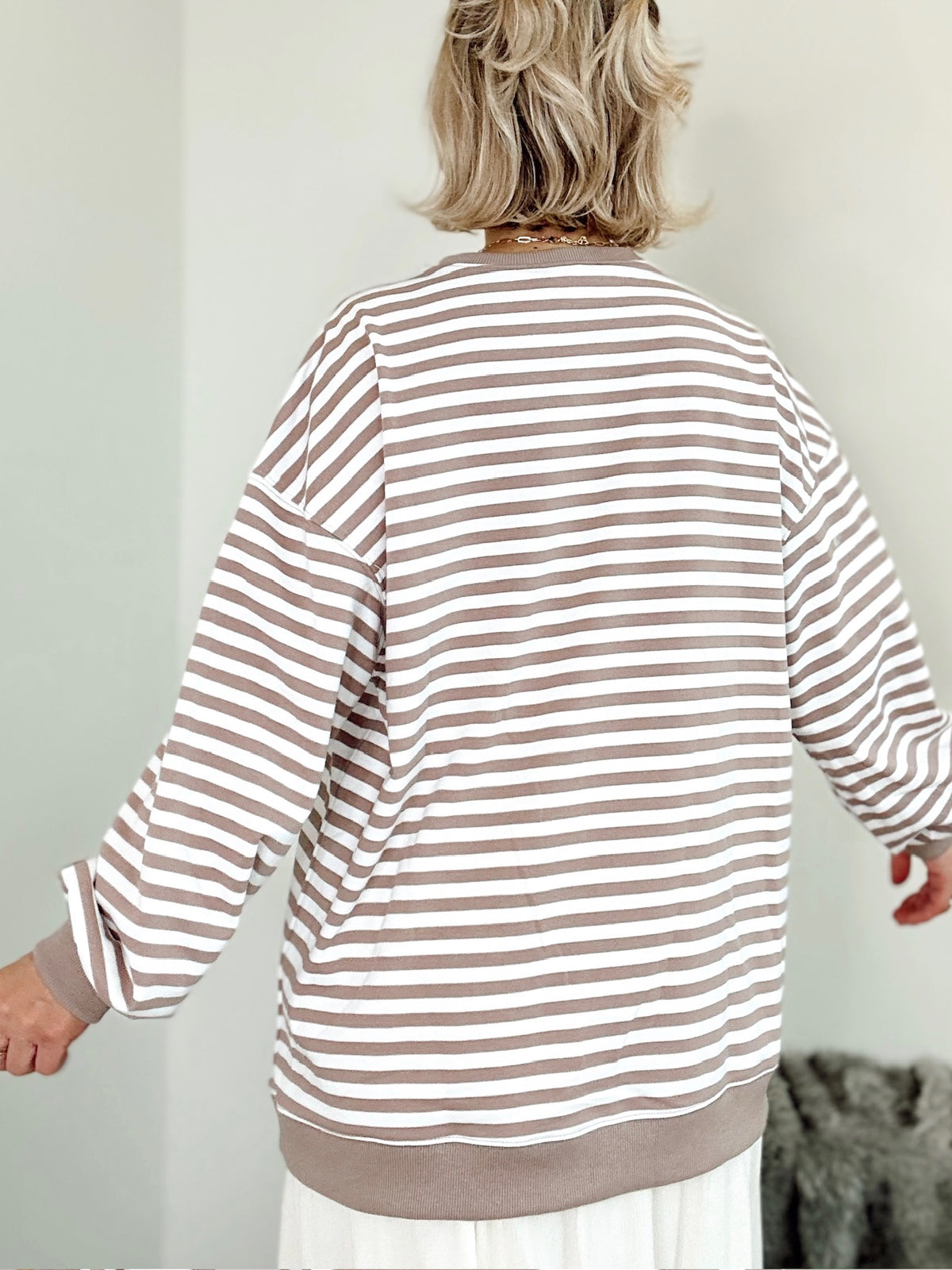 Kodi Striped Sweatshirt Ivory/Taupe