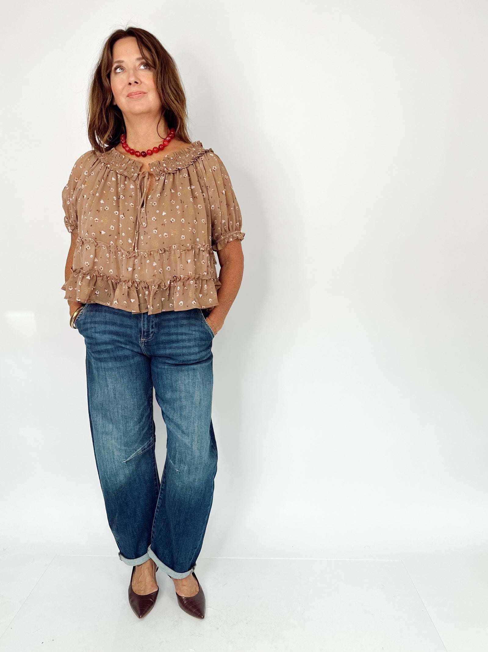 Riley Floral Top Mocha