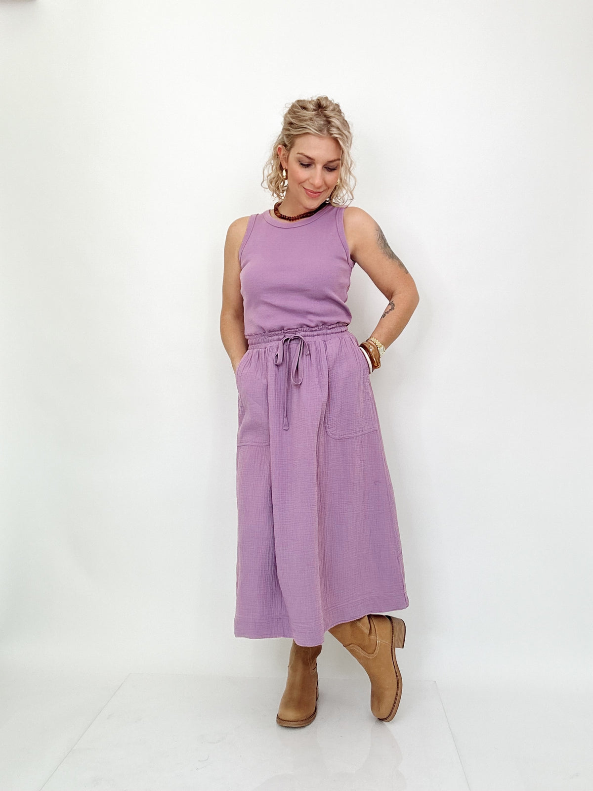 Rae Tank Dress With Gauze Skirt