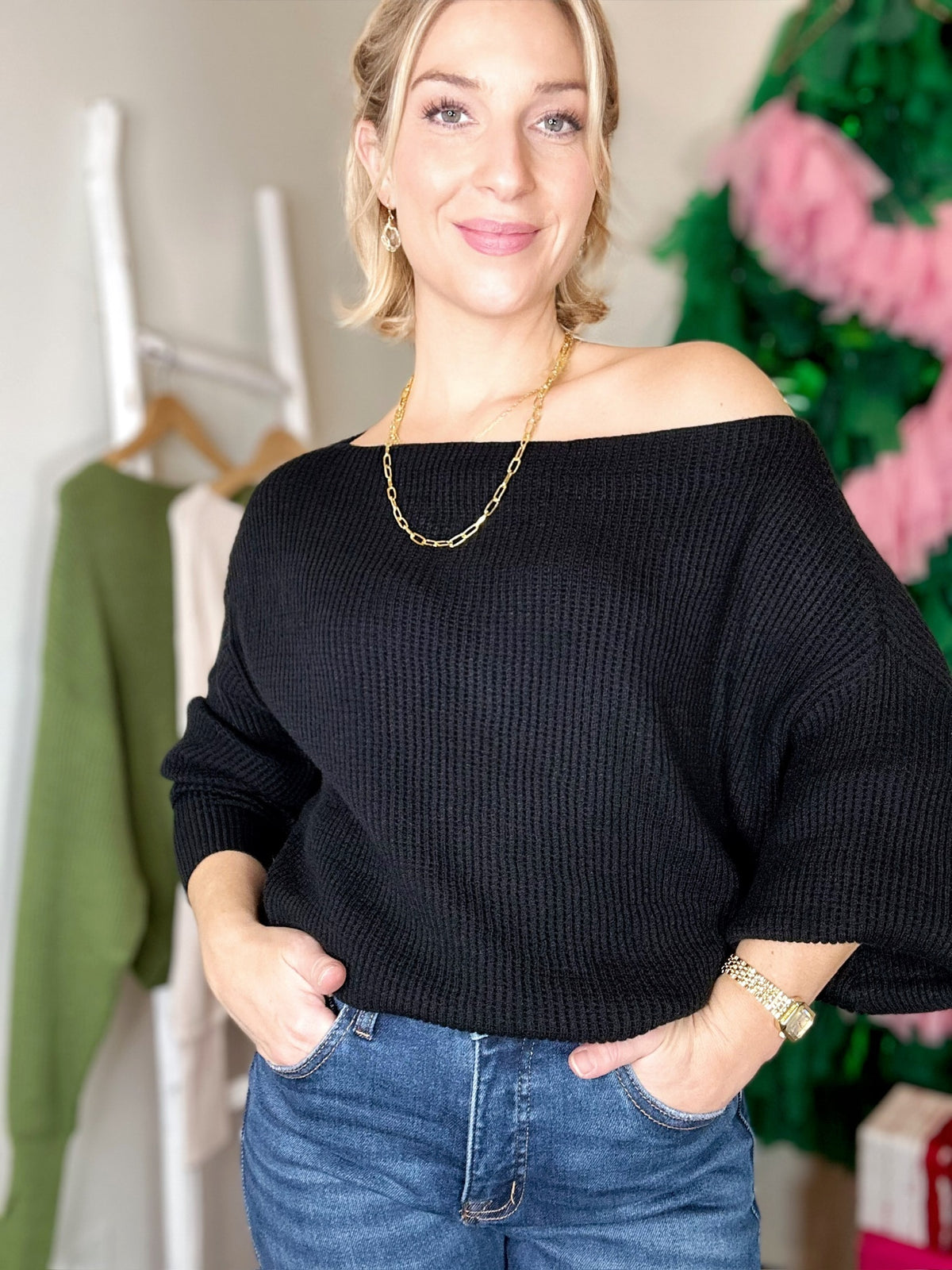 Marie Off Shoulder Top Black