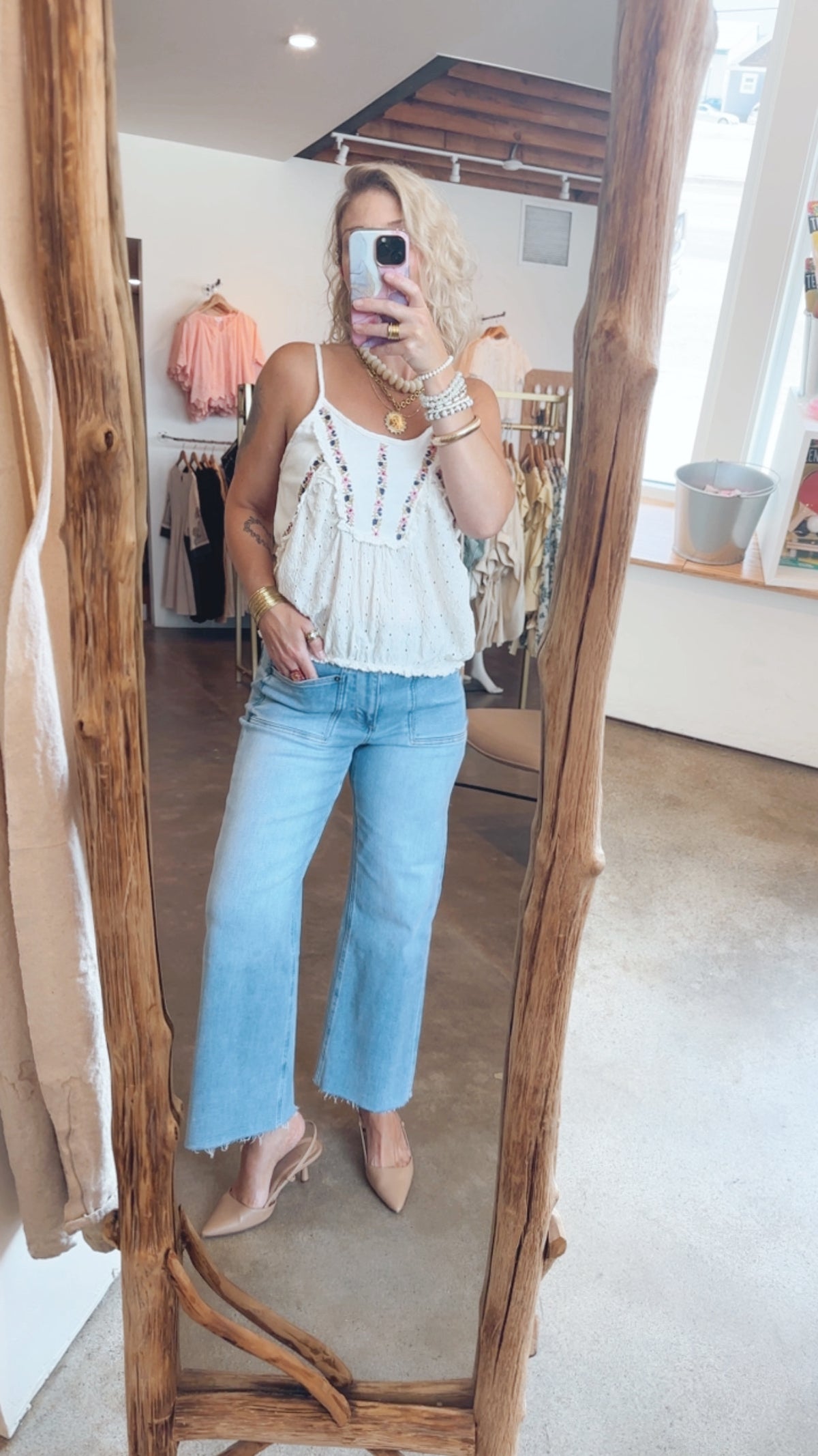 Lillian Print Top Ivory