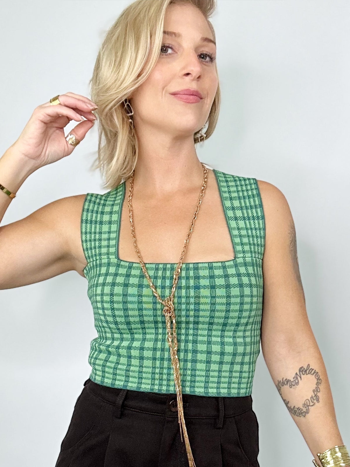 Trixie Plaid Knit Brami
