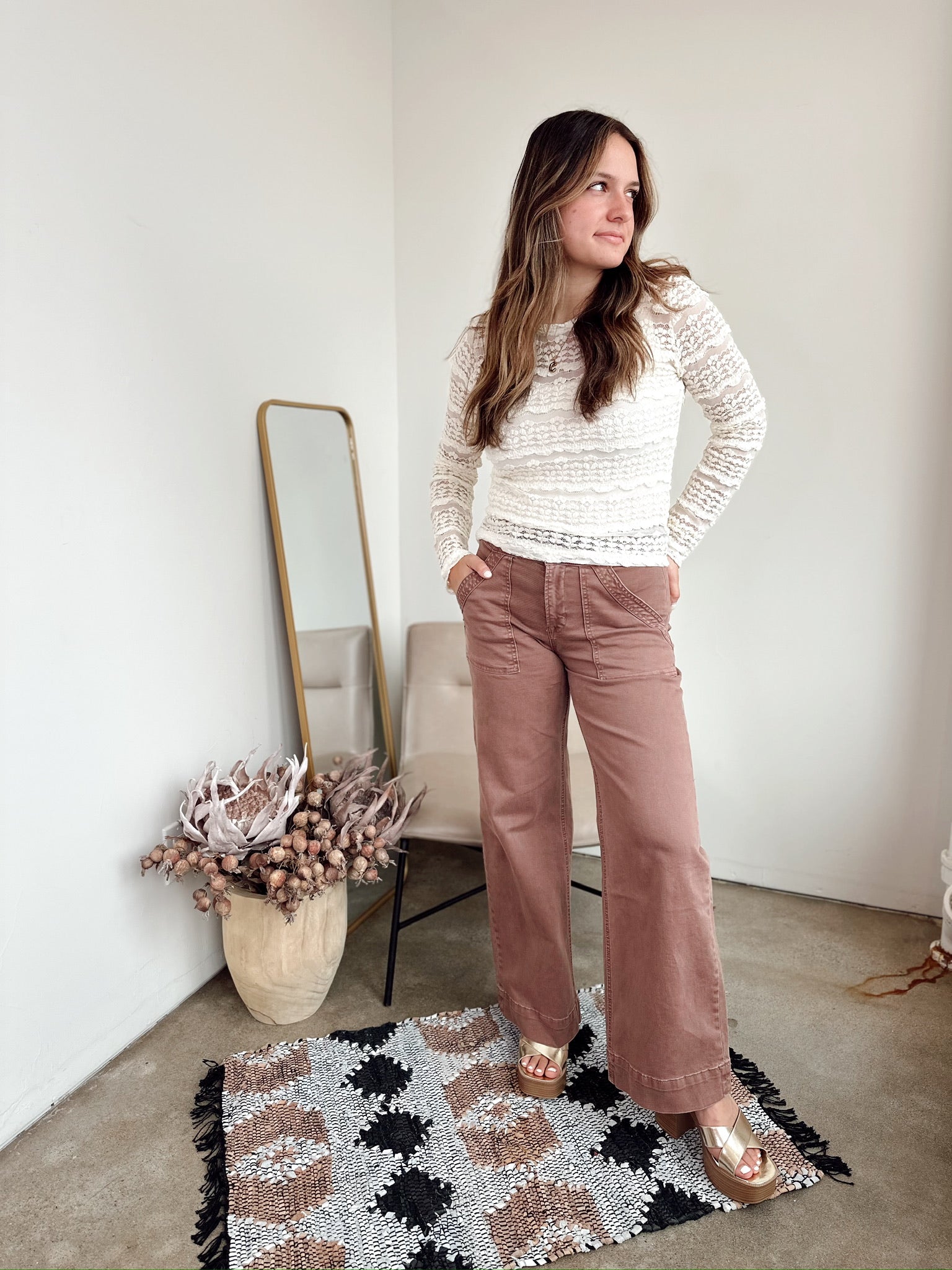 Marlene Ruffle Flower Lace Top