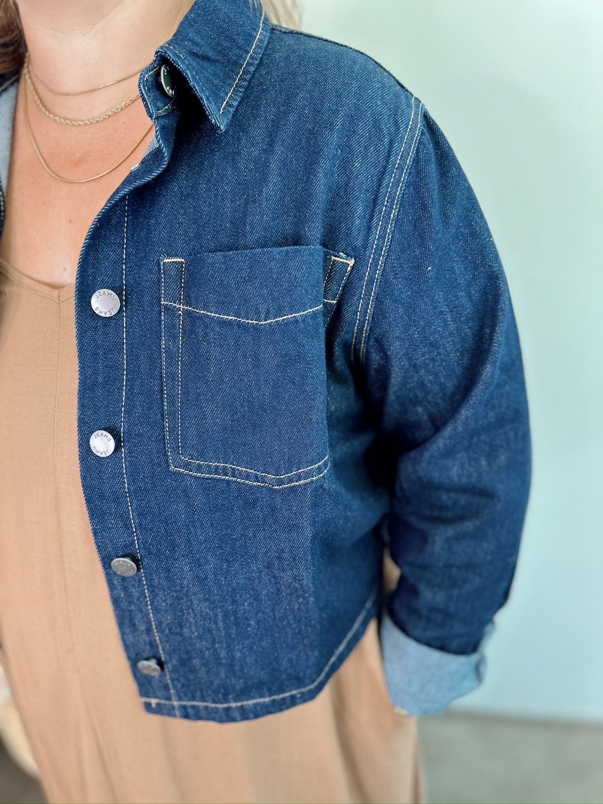 Daisy Crop Denim Shacket