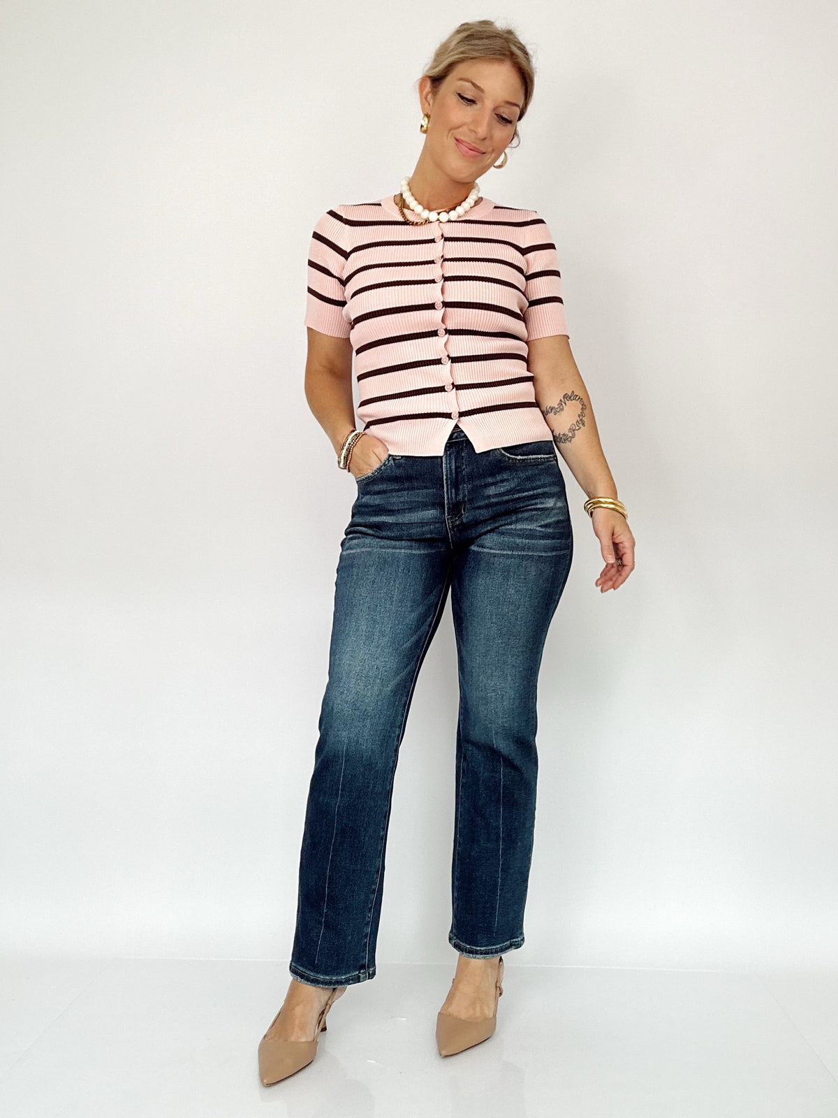 Destiny Stripe Short Sleeve Top