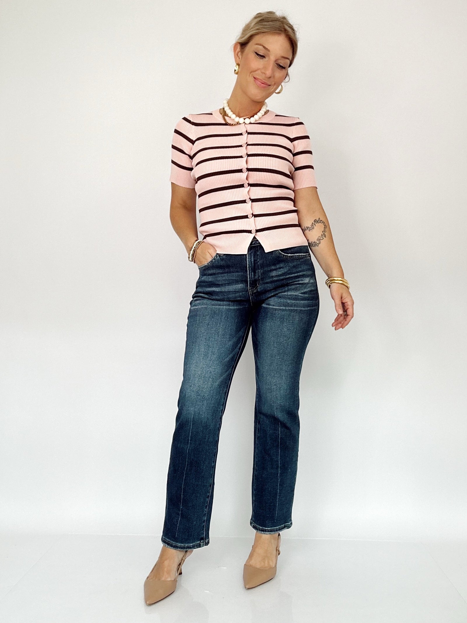 Destiny Stripe Short Sleeve Top