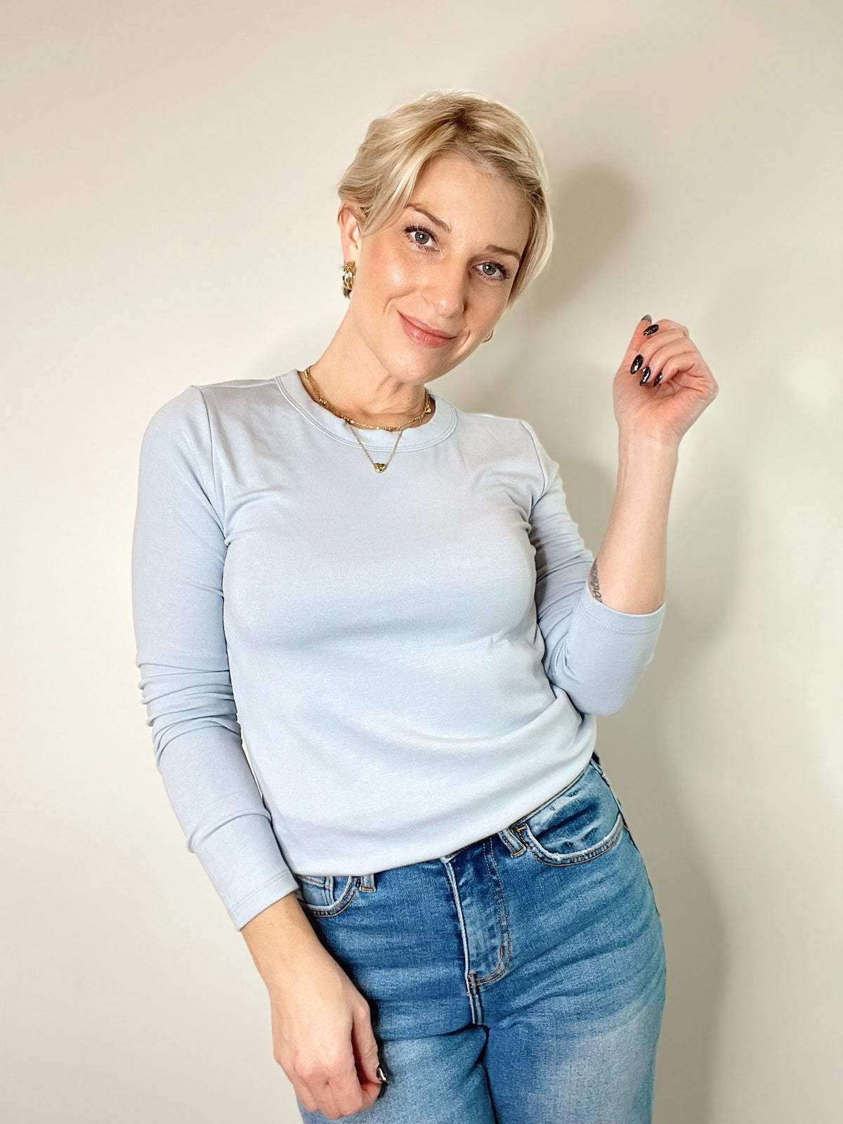 Callista Long Sleeve Top Sky