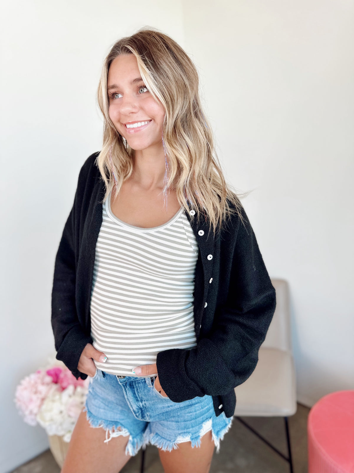 Piper Button Up Cardigan Black