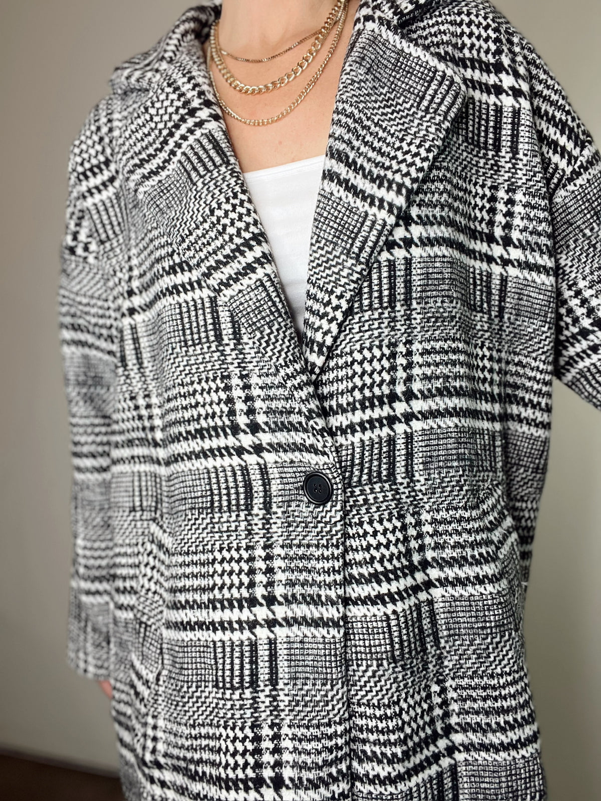 Matilda Oversized Plaid Coat Black