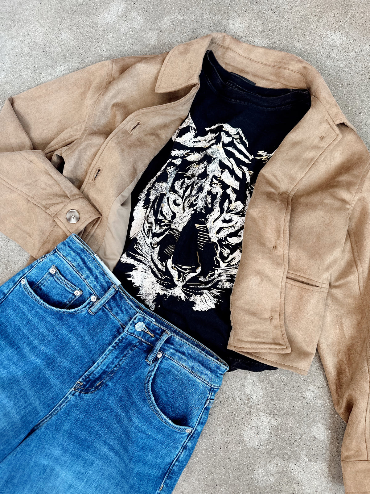 Golden Foiled Tiger Face Graphic Tee