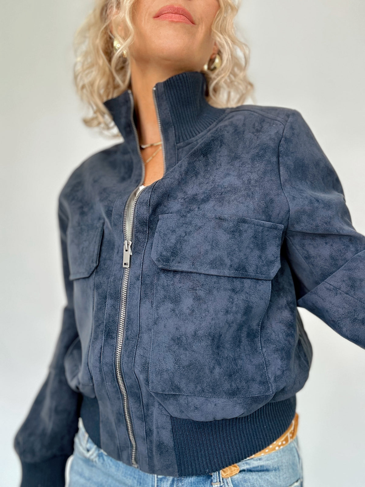 Candace Suede Jacket Navy