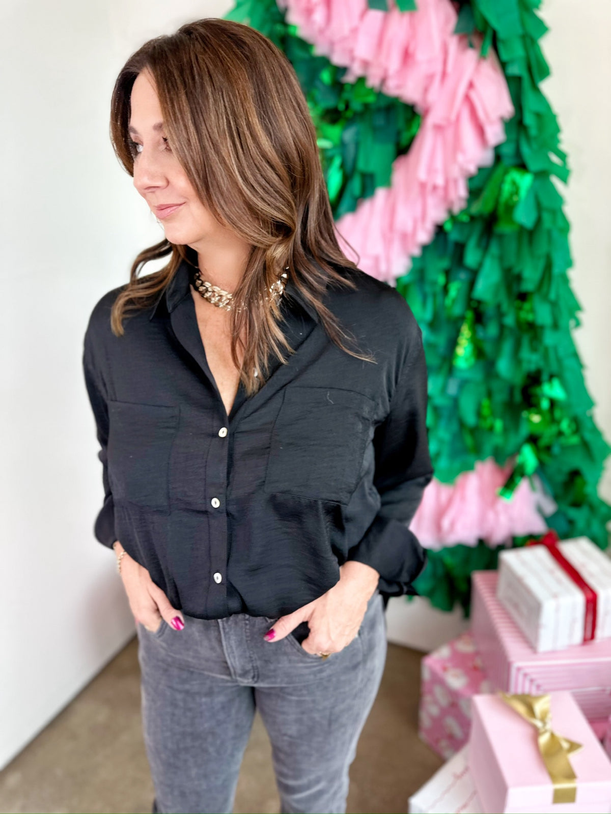 Mary Button Down Shirt Black
