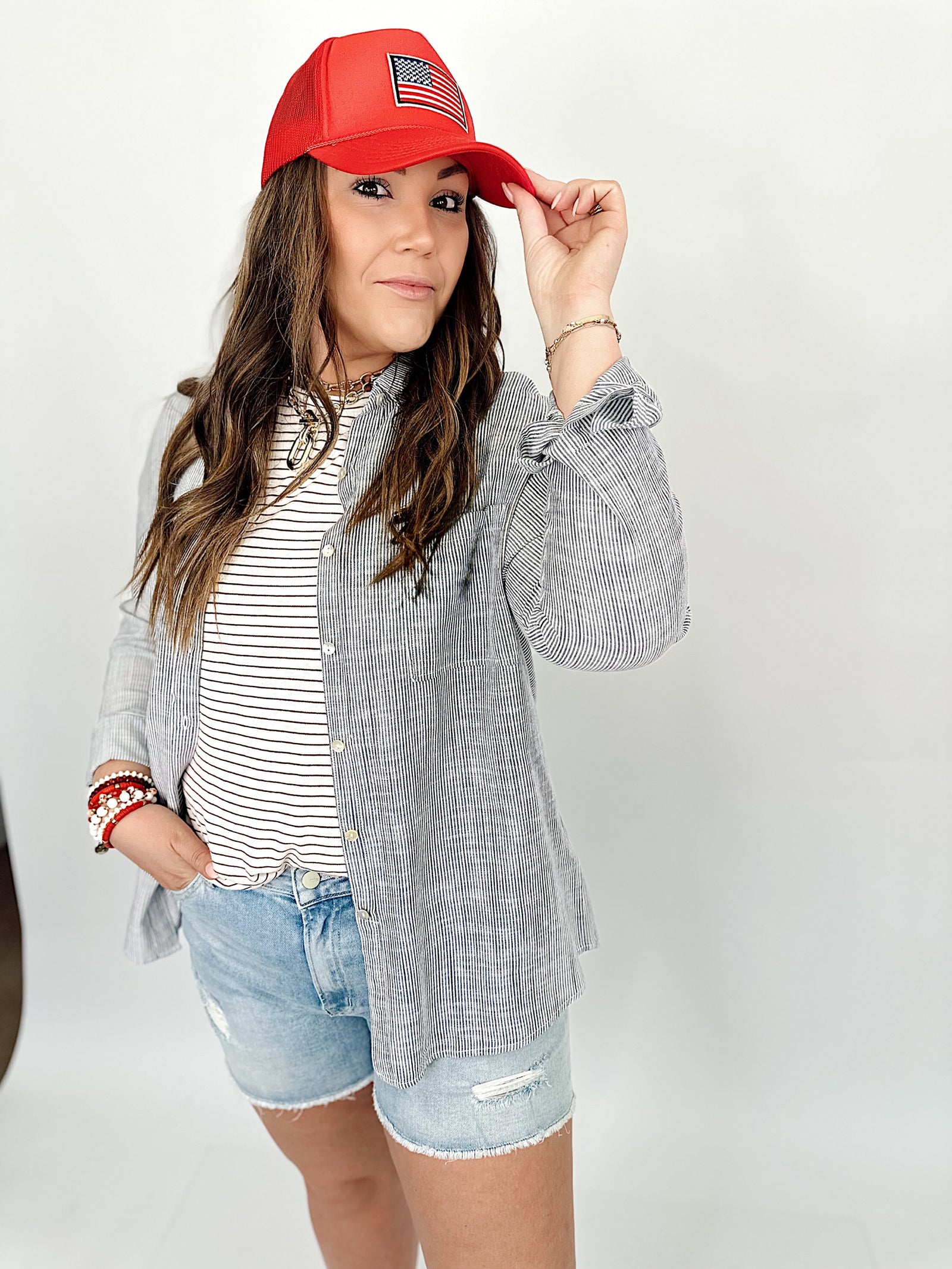 Allegra Stripe Shirt Indigo