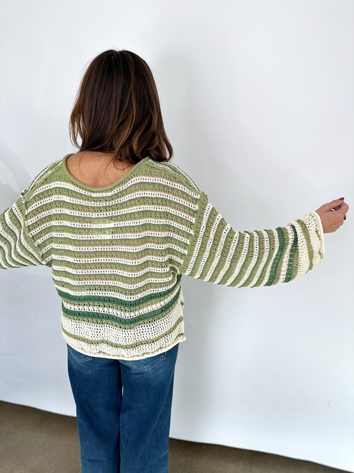 Lisa Striped Crochet Boxy Sweater