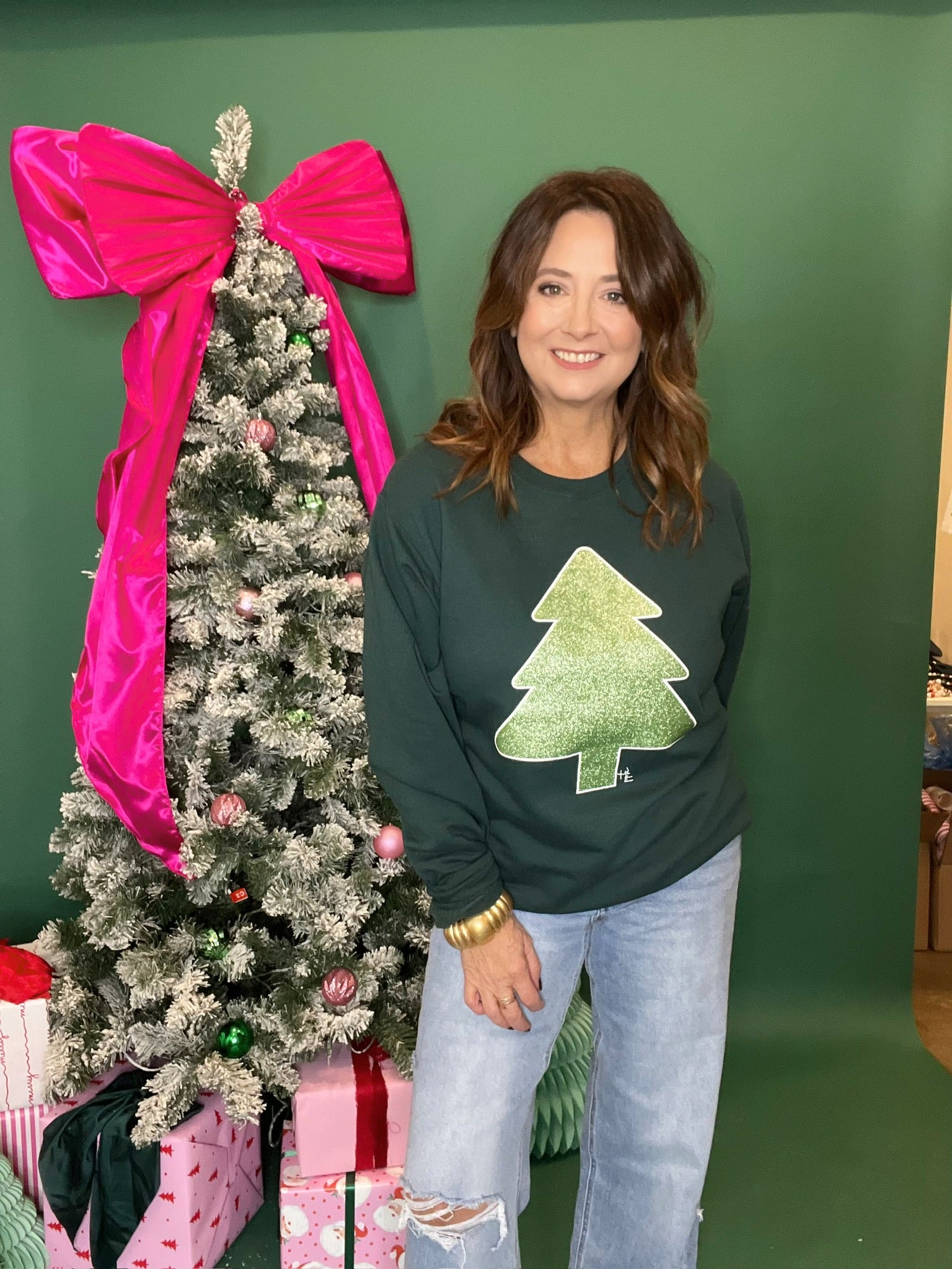 Glitter Tree Sweatshirt Green