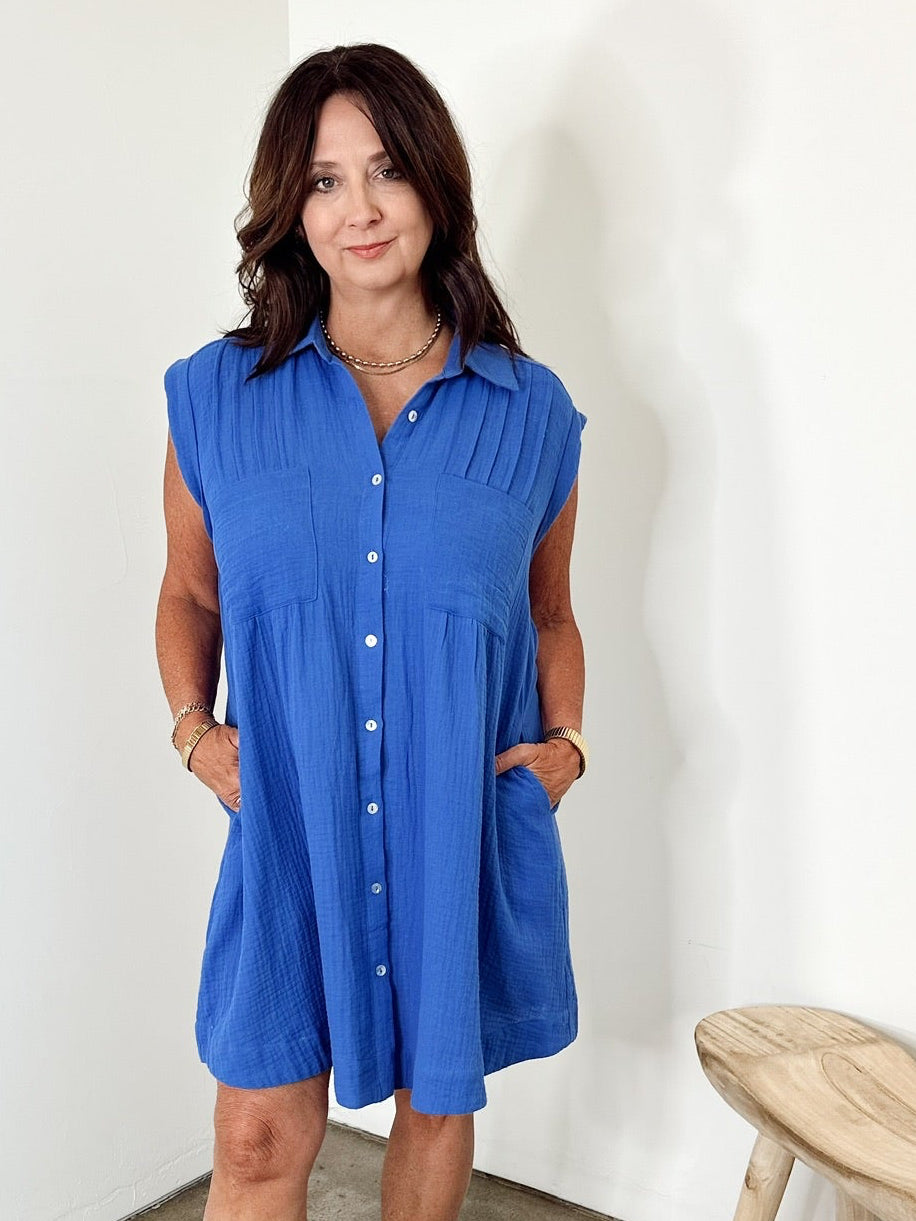 Tiffany Tunic Dress Azure Blue