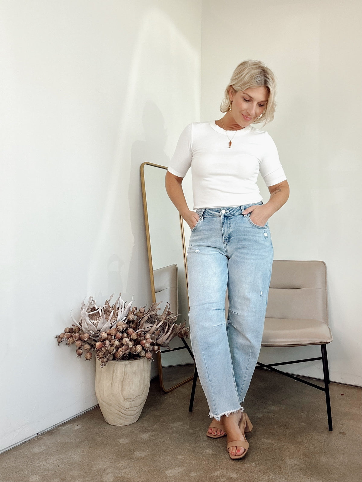 Skye Mid Rise Crop Barrel Jeans