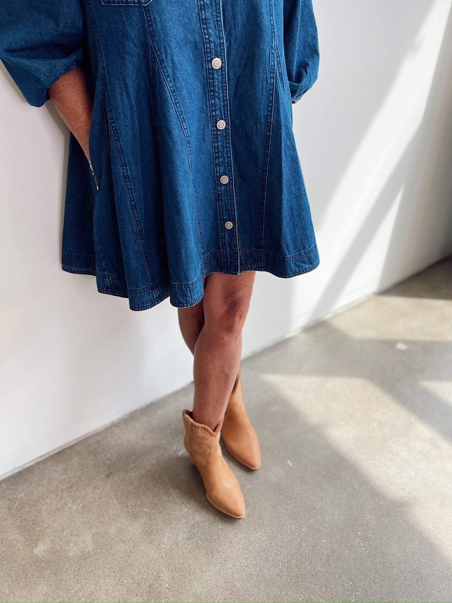 Rudy Denim Long Sleeve Mini Dress