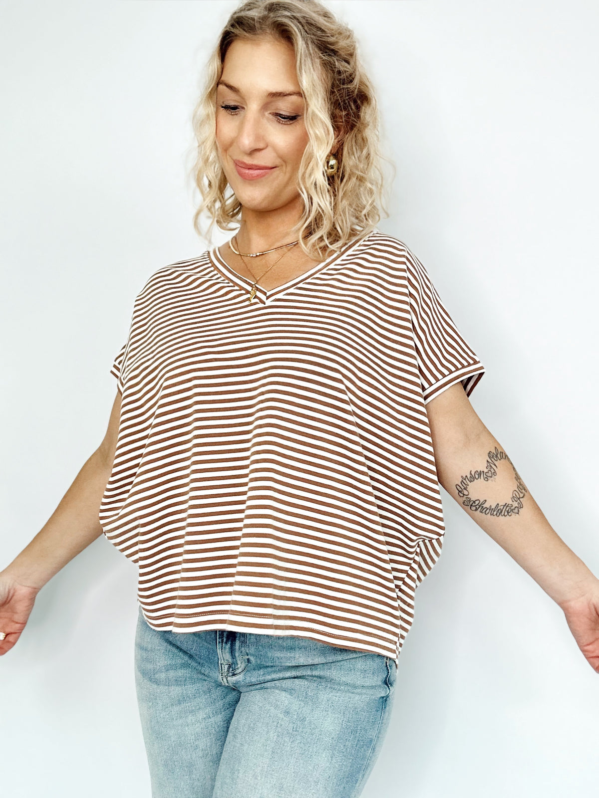 Maggie Stripe Top Toffee