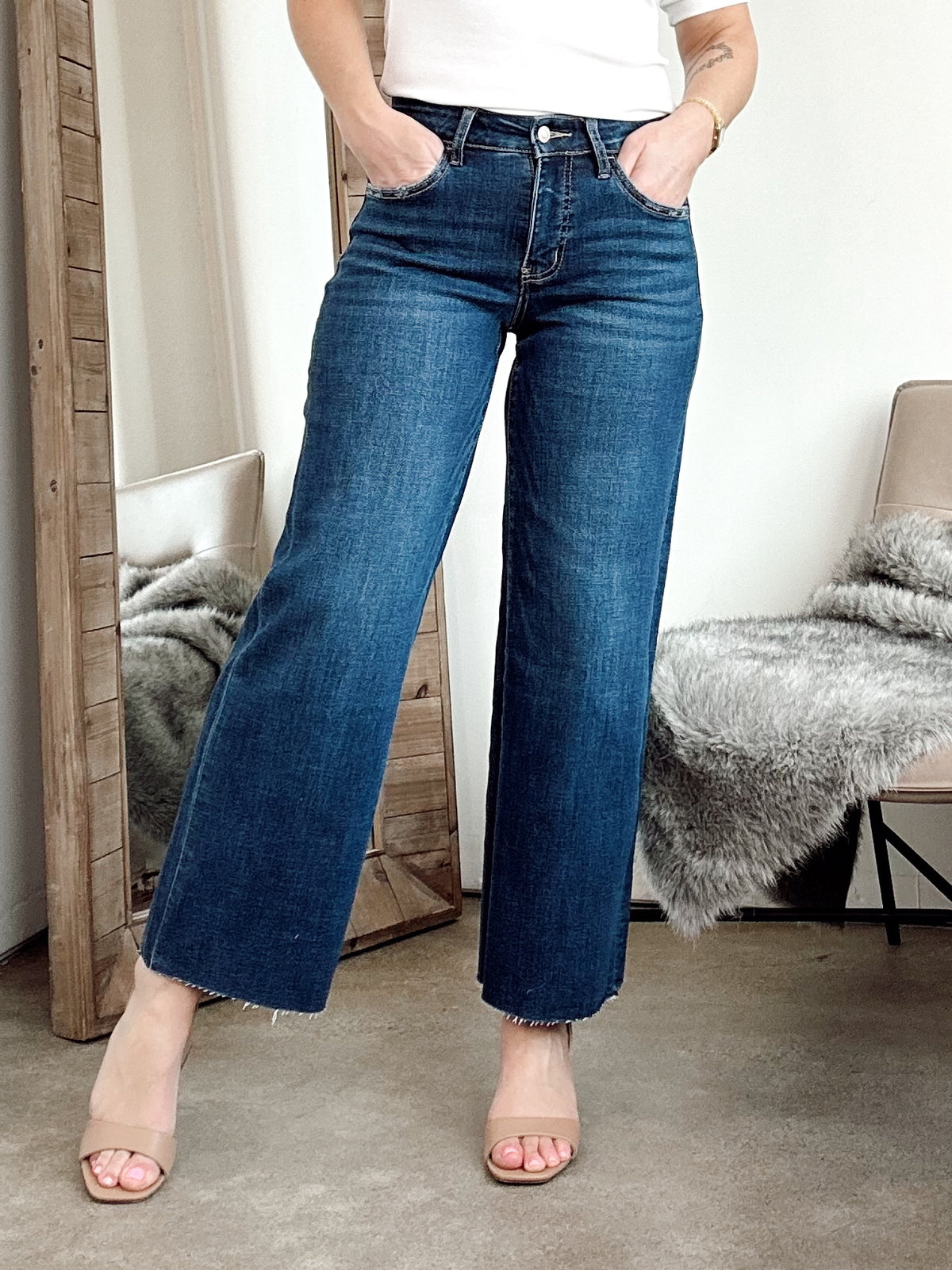 Ellory Mid Rise Wide Leg Jeans