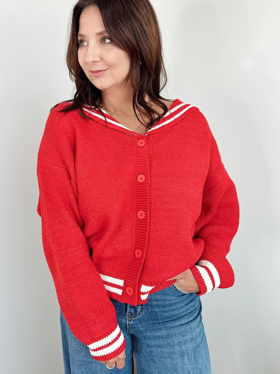 Sue Sailor Collar Sweater Cardigan