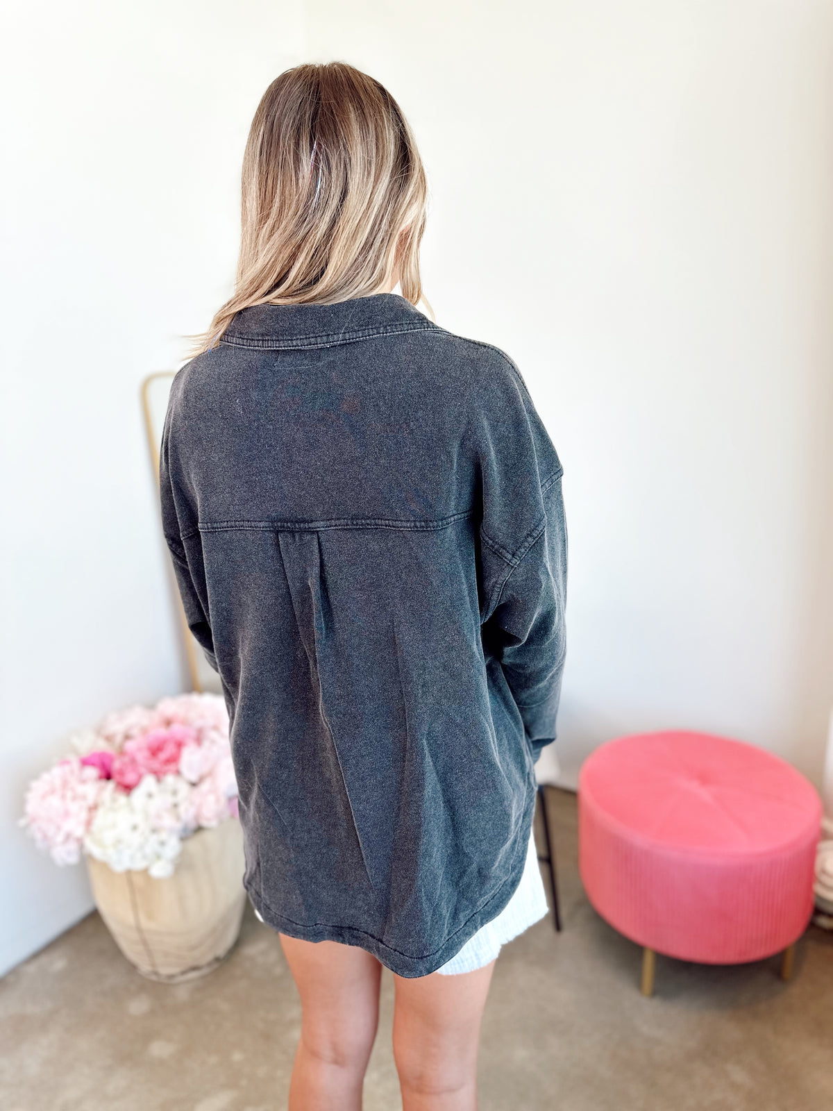 Harper Fleece Oversized Shacket Charcoal