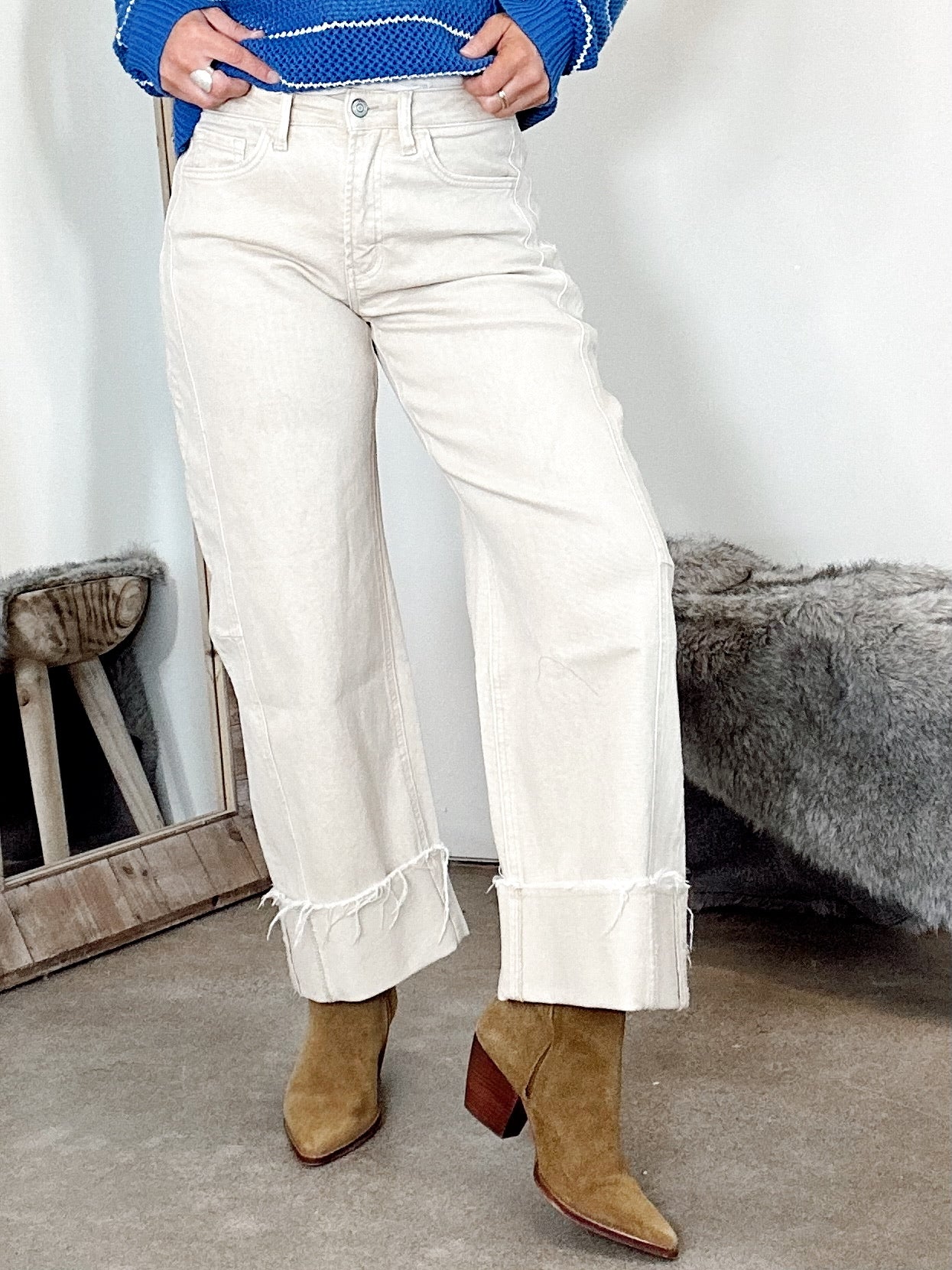 Beth High Rise Crop Cuffed Barrel Jeans