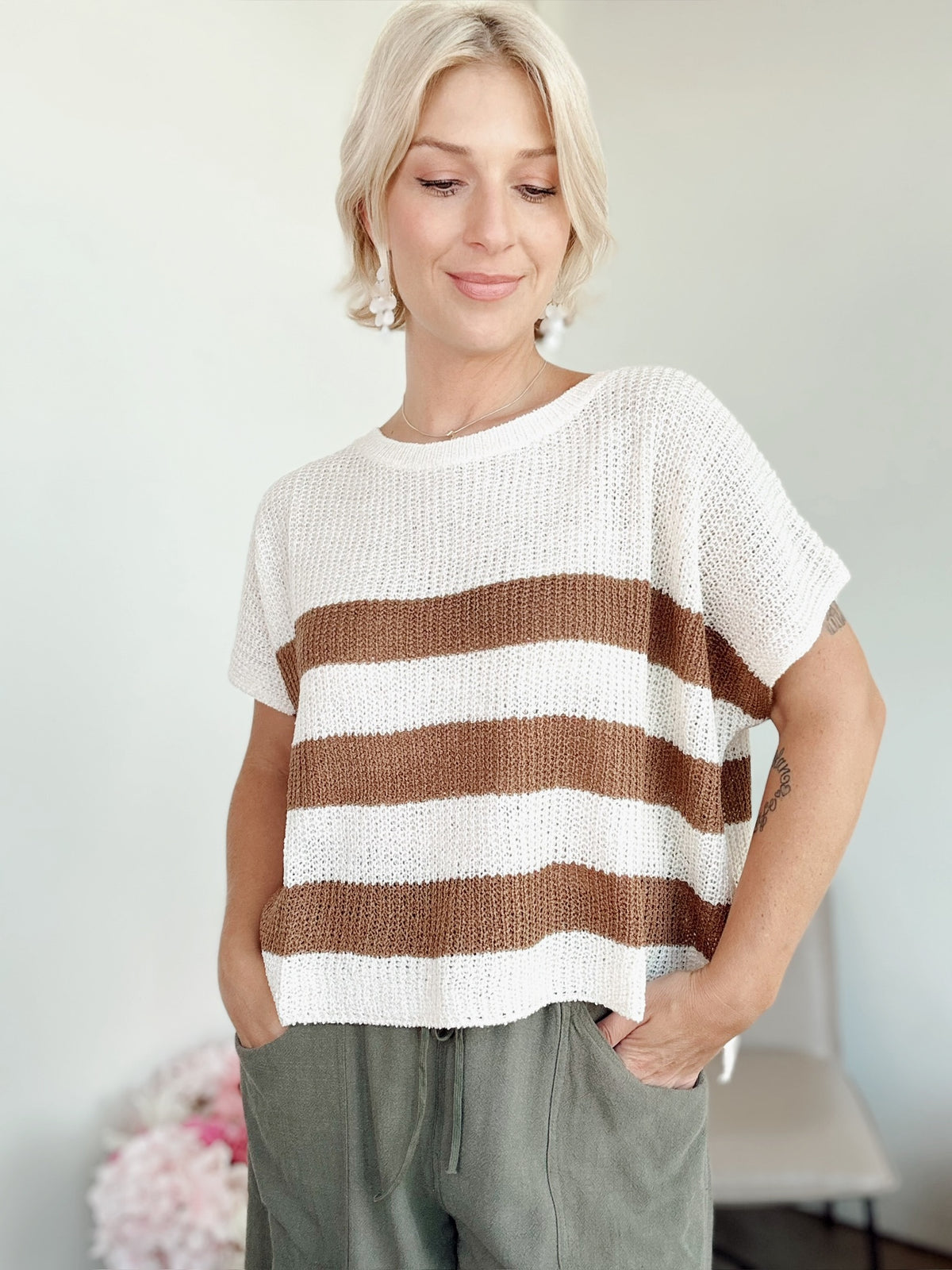 Marsha Striped Sweater Mocha Mousse