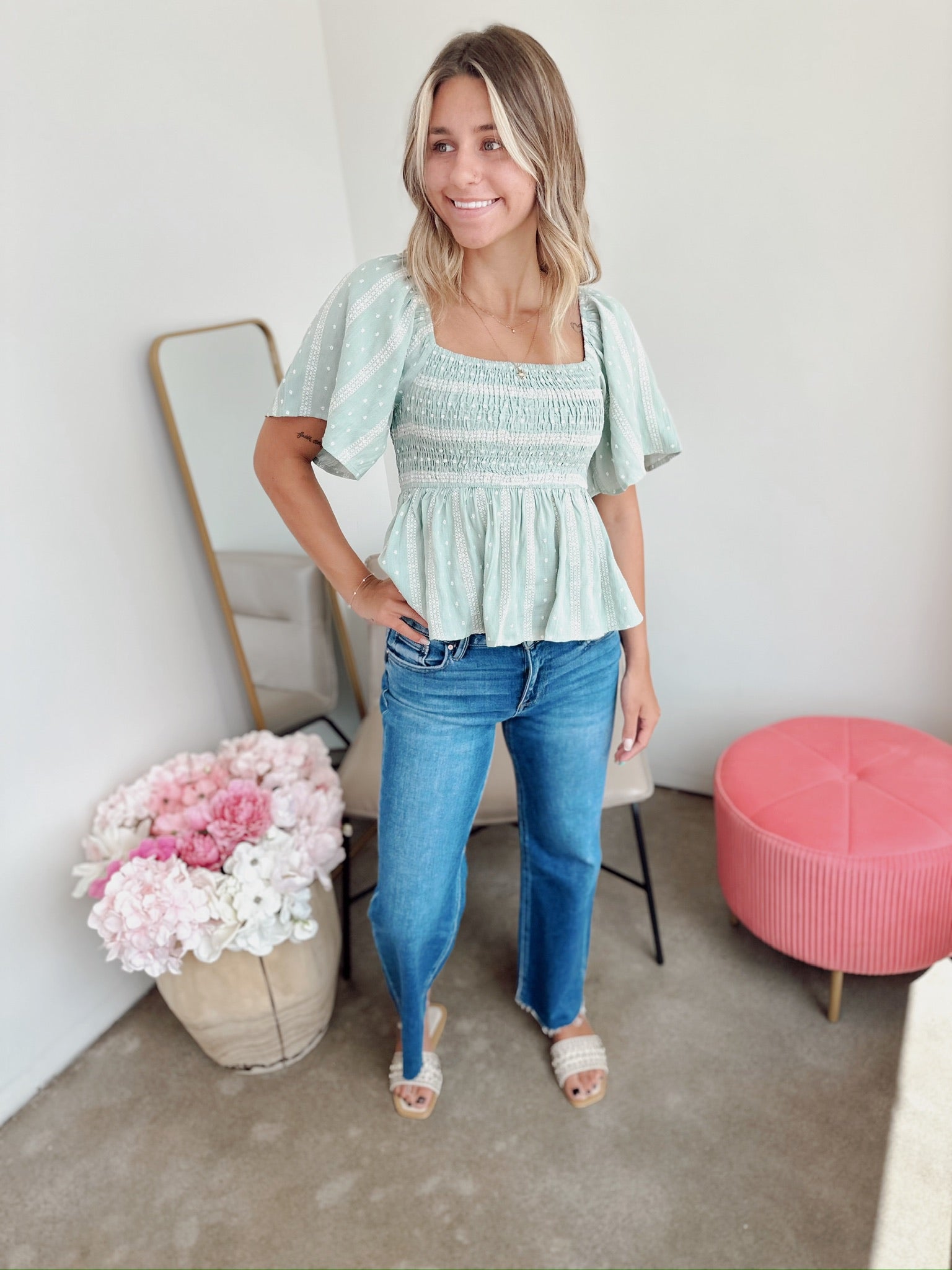Luna Smocked Linen Top