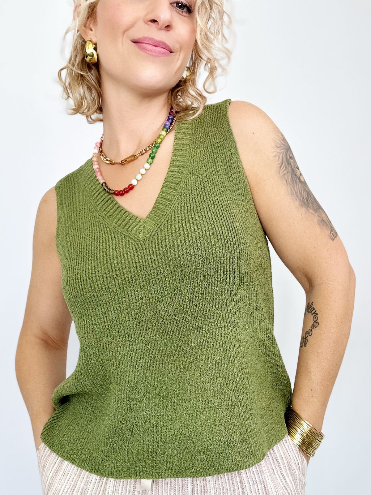 Helen Knit Tank Top Spruce