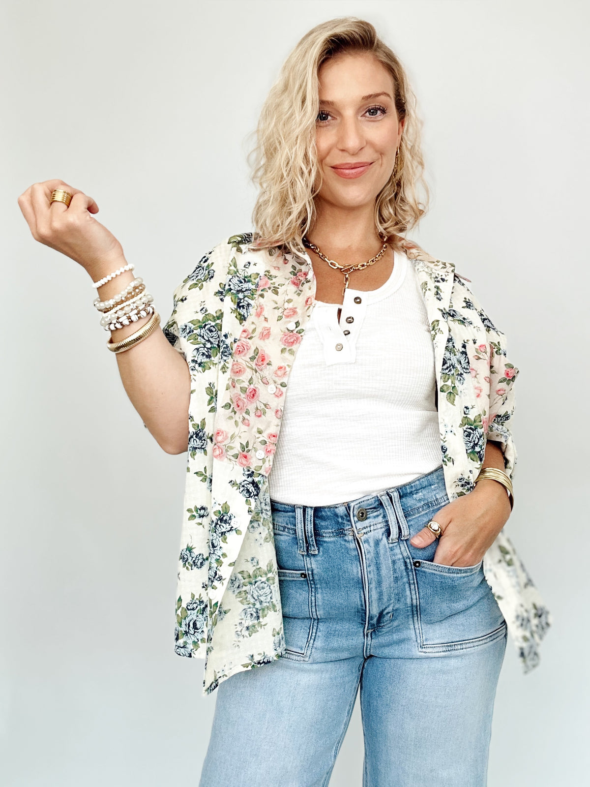 Adele Floral Button Down Shirt