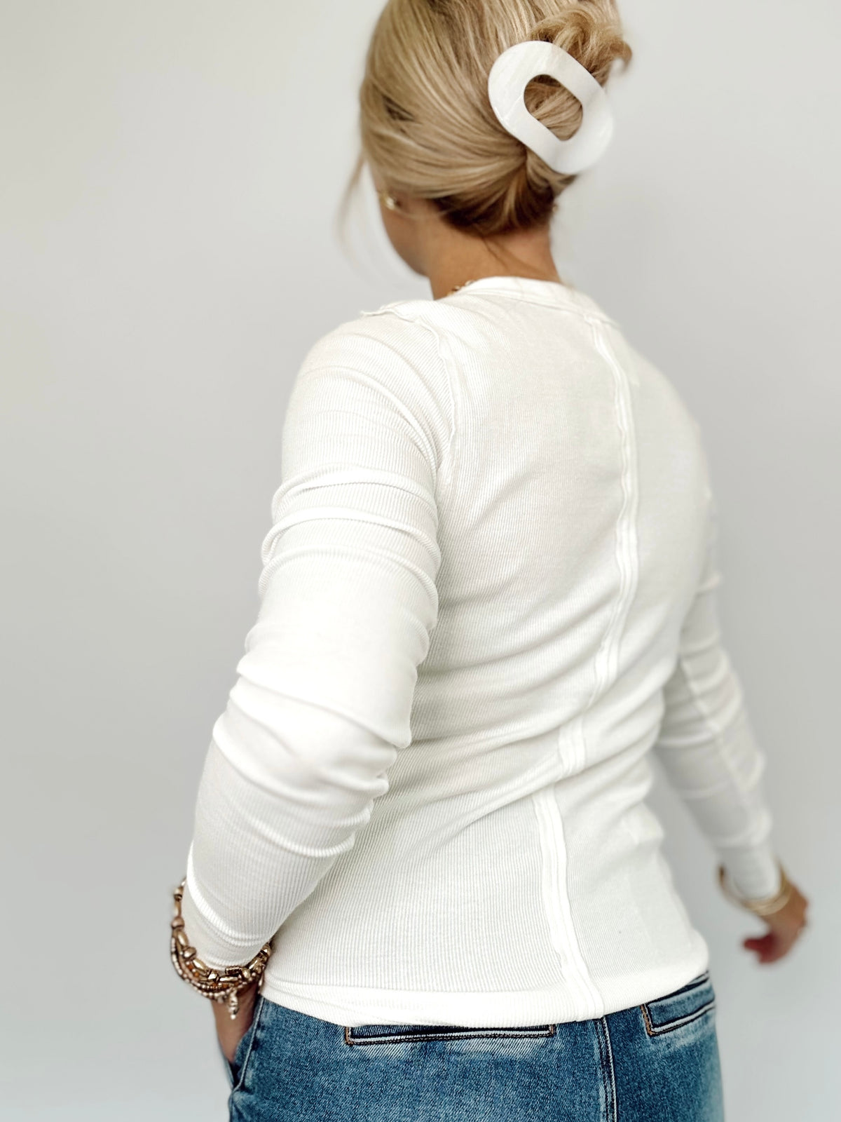 Tara Henley Long Sleeve Top White